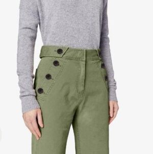 Derek Lam 10 Crosby Bristol Slim Olive Green Wide Leg Culottes Size 2